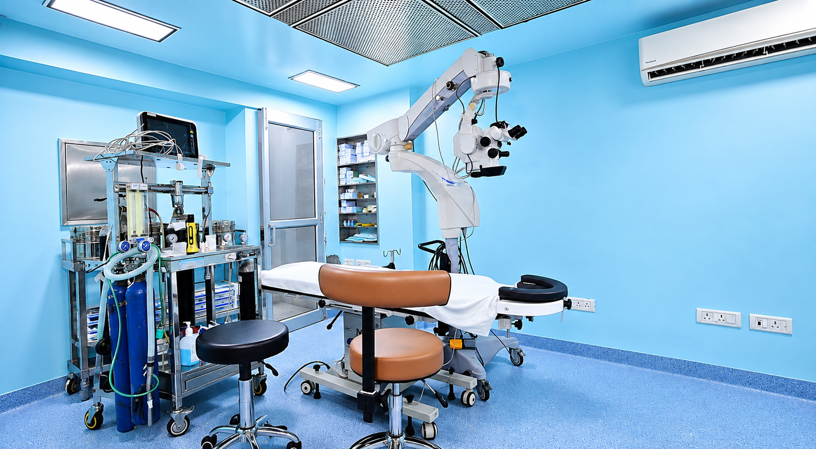 Operating room with ophthalmic equipment