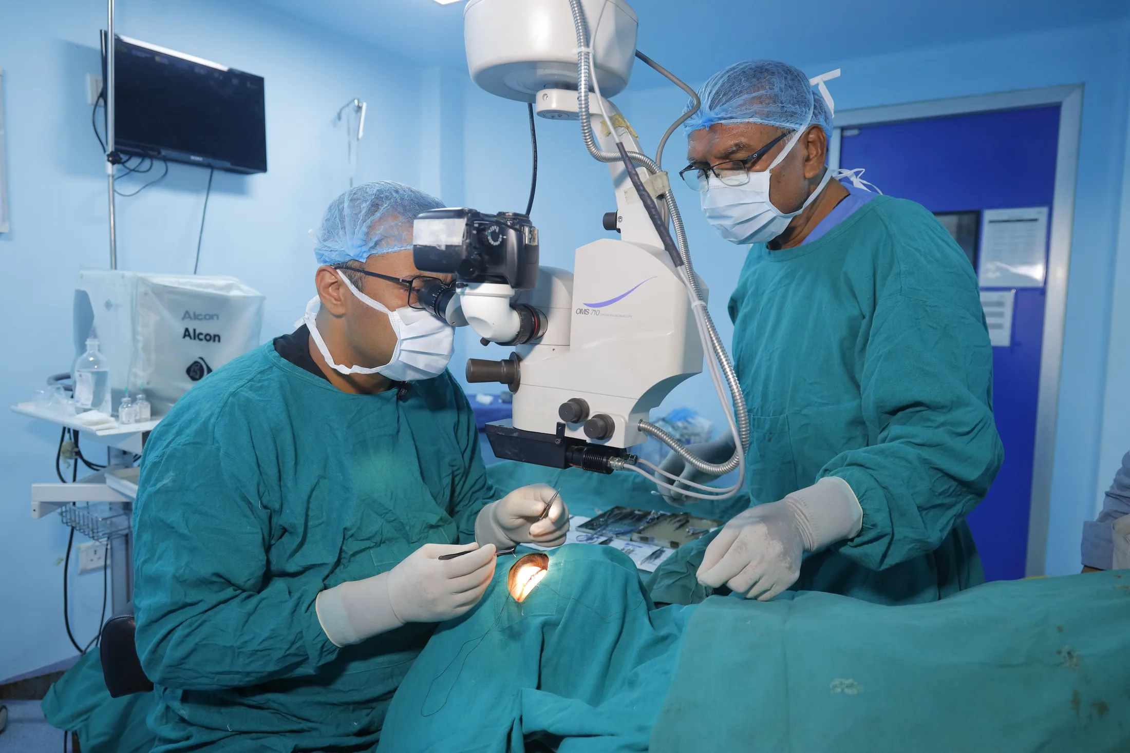 Ophthalmic surgical team at work