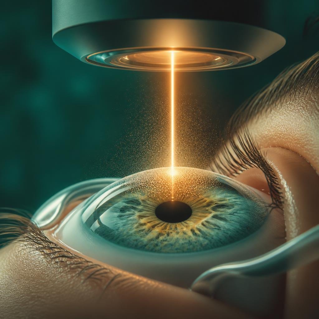 Illustration of surface laser reshaping the cornea without a flap